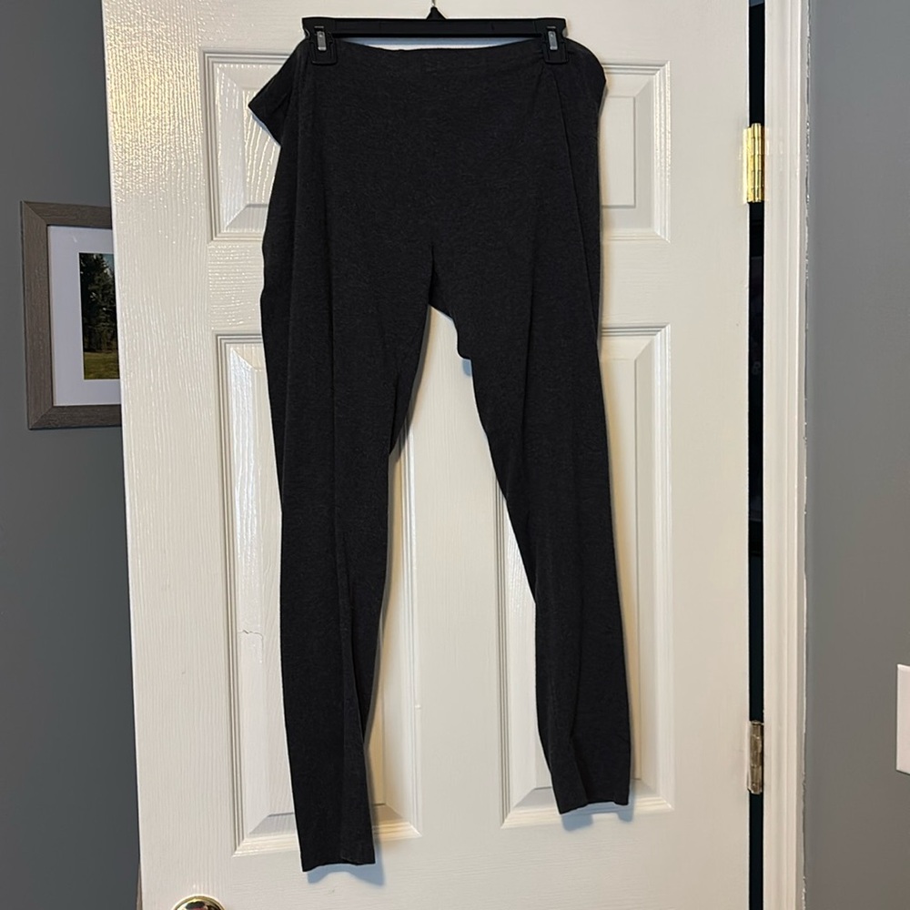 Previously loved gray stretch pants.